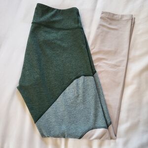 Outdoor Voices Women's M Colorblock Green Leggings Athletic Workout